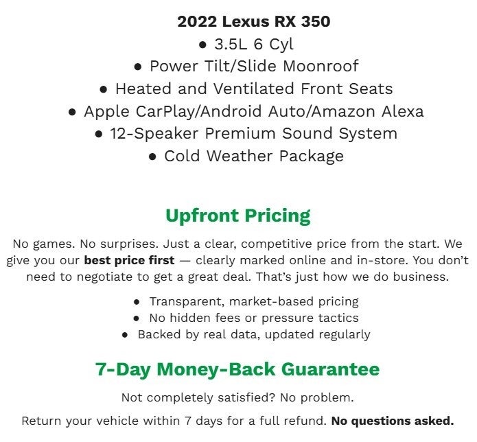 2022 Lexus RX RX 350 AWD