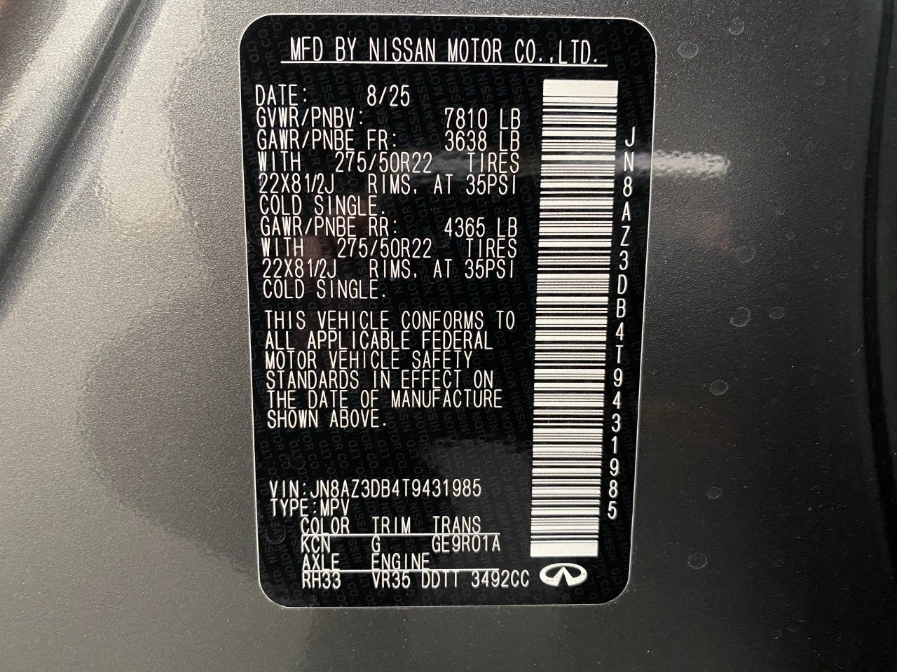 2026 INFINITI QX80 SPORT AWD