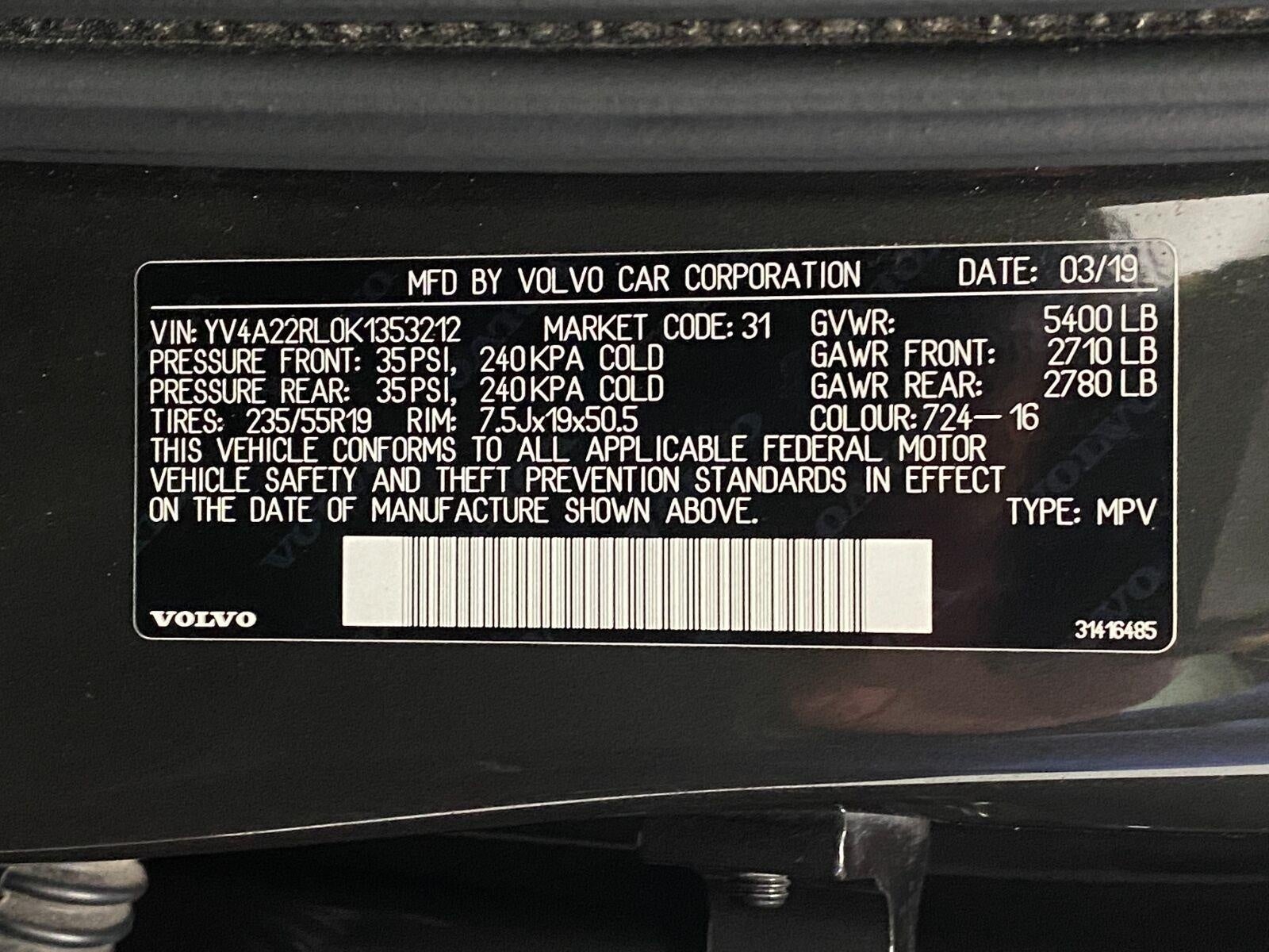 2019 Volvo XC60 T6 AWD Inscription