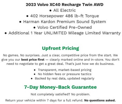 2023 Volvo XC40 Recharge Pure Electric Twin eAWD Ultimate