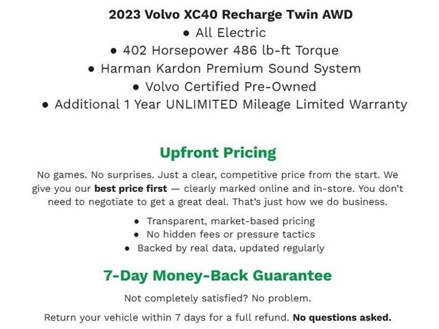 2023 Volvo XC40 Recharge Pure Electric Twin eAWD Ultimate