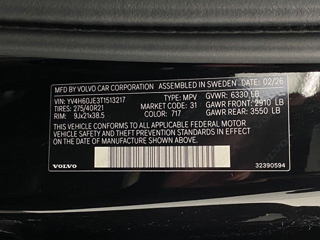 2026 Volvo XC90 Plug-In Hybrid T8 AWD Plus 6-Seater