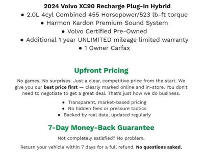 2024 Volvo XC90 Recharge Plug-In Hybrid T8 eAWD PHEV Plus 6P
