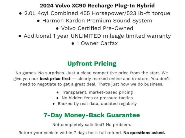 2024 Volvo XC90 Recharge Plug-In Hybrid T8 eAWD PHEV Plus 6P